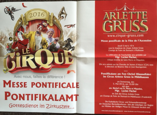 Plakat Gottesdienst im Cirque Arlette Gruss 2016 Mulhouse
